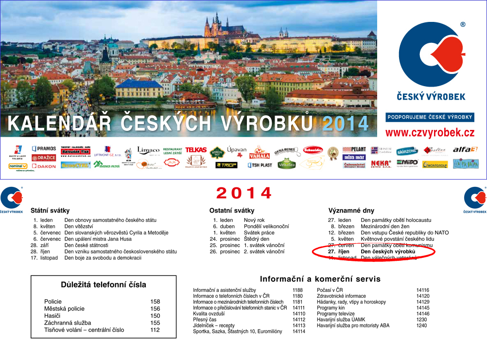 kalendář českých výrobků 2014